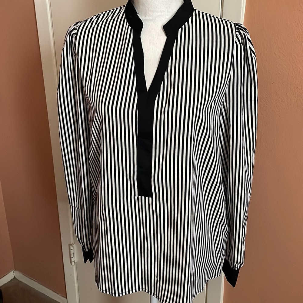 “Shein” Black & White Striped Blouse!
